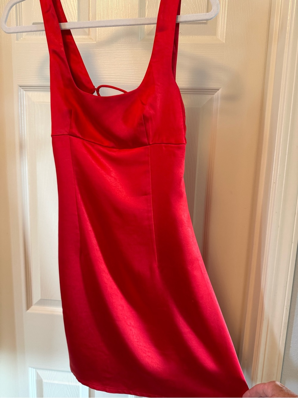 Princess Polly Red Satin Scoop Neck Mini Dress